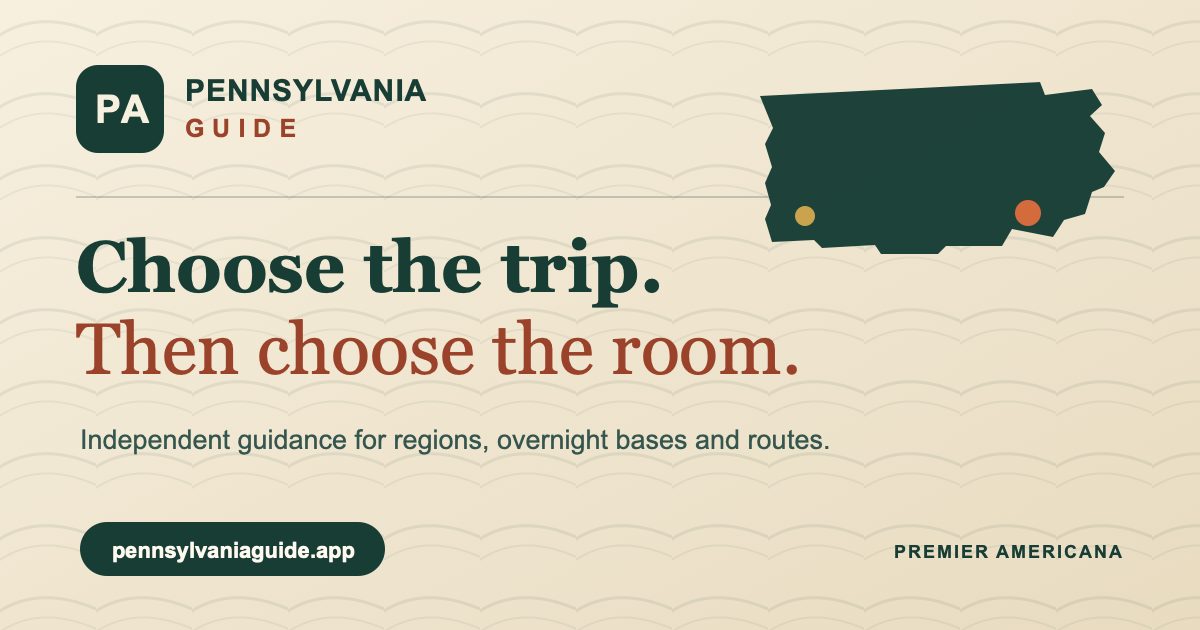 Pennsylvania Guide's own state silhouette and trip-before-room planning graphic